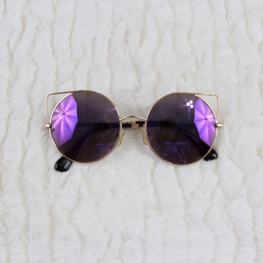 ♡ Sunscape Round Cateye Reflective Sunglasses ♡